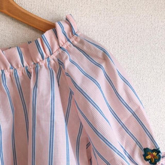 ◆ARROW/アロー◆オフショルダーブラウス★ピンク×ストライプ柄M♪秋コーデ*美品 < ブランド  ◆ARROW/アロー◆オフショルダーブラウス★ピンク×ストライプ柄M♪秋コーデ*美品 < ブランドの