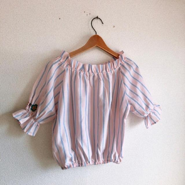 ◆ARROW/アロー◆オフショルダーブラウス★ピンク×ストライプ柄M♪秋コーデ*美品 < ブランド  ◆ARROW/アロー◆オフショルダーブラウス★ピンク×ストライプ柄M♪秋コーデ*美品 < ブランドの