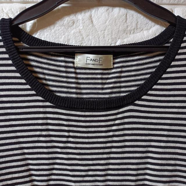 F&F★未使用★ボーダー 半袖ニット/L < 女性ファッション  F&F★未使用★ボーダー 半袖ニット/L < 女性ファッションの