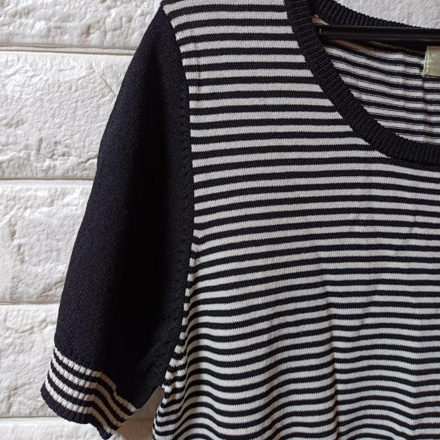 F&F★未使用★ボーダー 半袖ニット/L < 女性ファッション  F&F★未使用★ボーダー 半袖ニット/L < 女性ファッションの