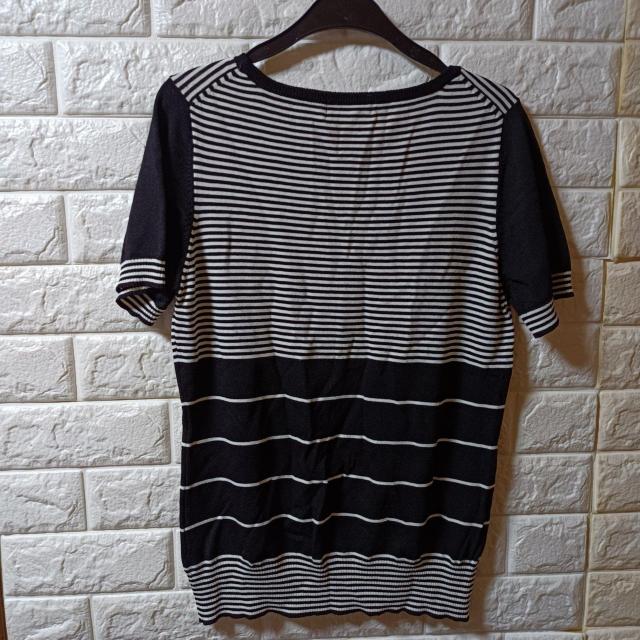 F&F★未使用★ボーダー 半袖ニット/L < 女性ファッション  F&F★未使用★ボーダー 半袖ニット/L < 女性ファッションの