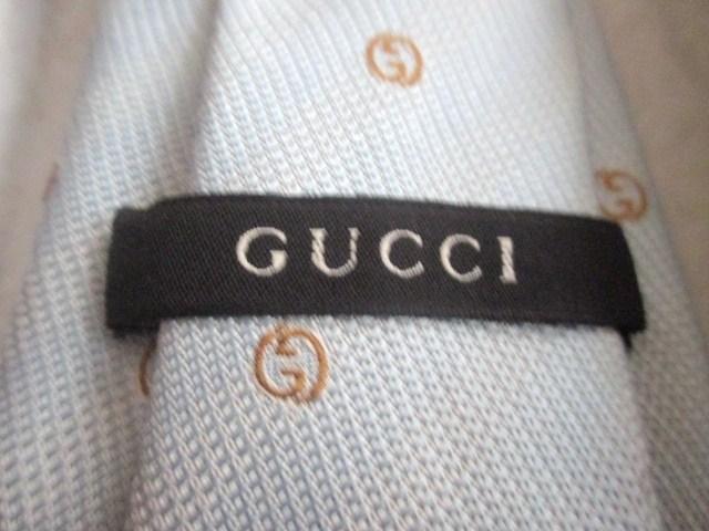 ☆GUCCI グッチ GG柄 ネクタイ☆光沢水色☆細ネクタイ < ブランド  ☆GUCCI グッチ GG柄 ネクタイ☆光沢水色☆細ネクタイ < ブランドの