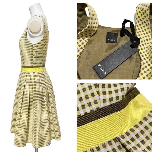 新品ピンコPINKOギンガムチェック フィット&フレアーワン < 女性ファッション 新品ピンコPINKOギンガムチェック フィット&フレアーワン < 女性ファッションの