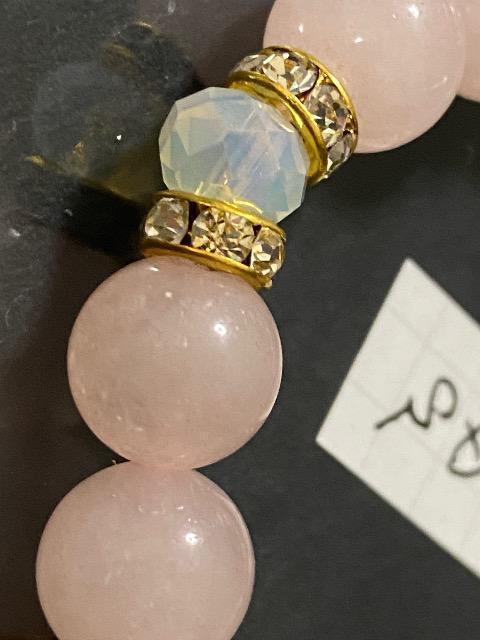 ローズクォーツ×ジュエルカットビーズのブレスレット < 女性アクセサリー/時計  ローズクォーツ×ジュエルカットビーズのブレスレット < 女性アクセサリー/時計の