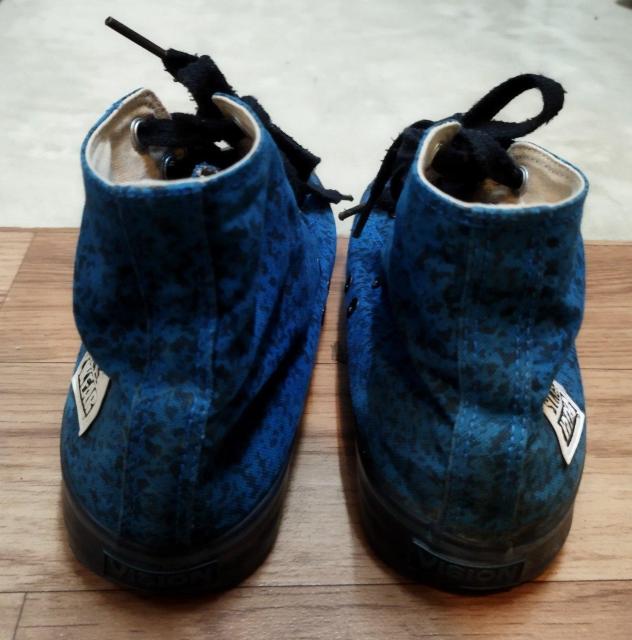 VISION STREET WEAR 青 黒スパター模様 ハイカットスニーカー < 男性ファッション  VISION STREET WEAR 青 黒スパター模様 ハイカットスニーカー < 男性ファッションの