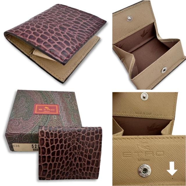 新品エトロETROメンズ コインケース クロコ型押し 茶 < ブランド 新品エトロETROメンズ コインケース クロコ型押し 茶 < ブランドの