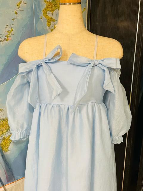 ワンピース 姫ワンピース 薄い青色 M〜L 美品 < 女性ファッション  ワンピース 姫ワンピース 薄い青色 M〜L 美品 < 女性ファッションの