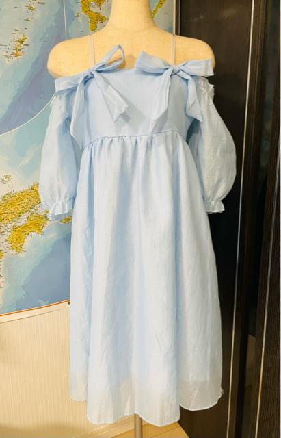 ワンピース 姫ワンピース 薄い青色 M〜L 美品 < 女性ファッション  ワンピース 姫ワンピース 薄い青色 M〜L 美品 < 女性ファッションの