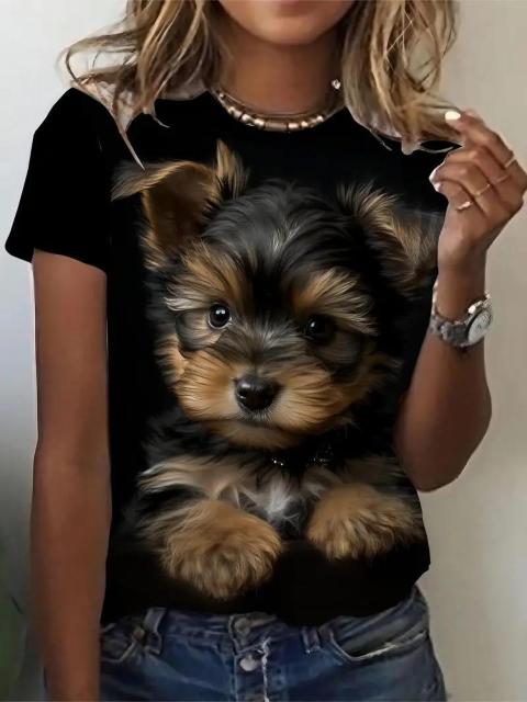 超お買い得890円★犬のグラフィックが描かれたファッションカジュアルなスポーツTシャツ、半袖 USAサイズS(日本サイズL相当) < 女性ファッション  超お買い得890円★犬のグラフィックが描かれたファッションカジュアルなスポーツTシャツ、半袖 USAサイズS(日本サイズL相当)  < 女性ファッションの