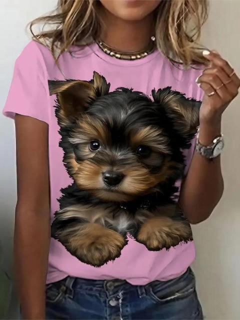 超お買い得890円★犬のグラフィックが描かれたファッションカジュアルなスポーツTシャツ、半袖 USAサイズS(日本サイズL相当) < 女性ファッション  超お買い得890円★犬のグラフィックが描かれたファッションカジュアルなスポーツTシャツ、半袖 USAサイズS(日本サイズL相当) < 女性ファッションの