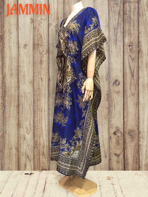 アジアンペーズリー柄ロングワンピ 青 エスニック ヒッピー アジアン < 女性ファッション アジアンペーズリー柄ロングワンピ 青 エスニック ヒッピー アジアン < 女性ファッションの