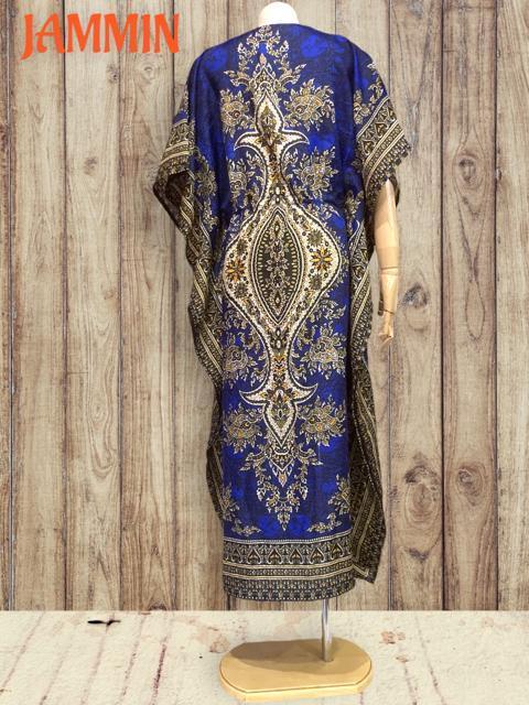 アジアンペーズリー柄ロングワンピ 青 エスニック ヒッピー アジアン < 女性ファッション アジアンペーズリー柄ロングワンピ 青 エスニック ヒッピー アジアン < 女性ファッションの