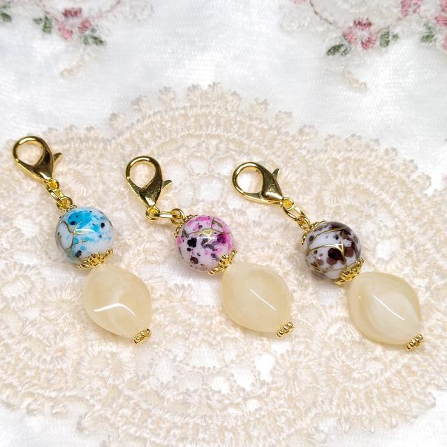 ハンドメイド☆ファスナーチャーム☆プリントビーズ☆3個セット < 女性ファッション ハンドメイド☆ファスナーチャーム☆プリントビーズ☆3個セット < 女性ファッションの