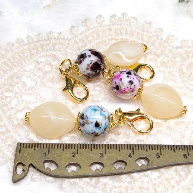 ハンドメイド☆ファスナーチャーム☆プリントビーズ☆3個セット < 女性ファッション ハンドメイド☆ファスナーチャーム☆プリントビーズ☆3個セット < 女性ファッションの