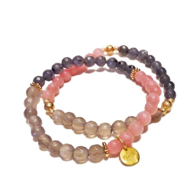 新品FineLine ドイツ発 2連 天然石ブレスレット ピンク× < 女性アクセサリー/時計 新品FineLine ドイツ発 2連 天然石ブレスレット ピンク× < 女性アクセサリー/時計の