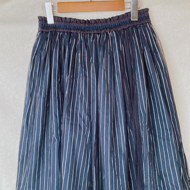 チュールレース ストライプ クラシカル フレア 膝丈 ウエストゴム スカート M N2m < ブランド  チュールレース ストライプ クラシカル フレア 膝丈 ウエストゴム スカート M N2m < ブランドの