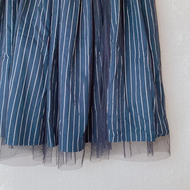 チュールレース ストライプ クラシカル フレア 膝丈 ウエストゴム スカート M N2m < ブランド  チュールレース ストライプ クラシカル フレア 膝丈 ウエストゴム スカート M N2m < ブランドの