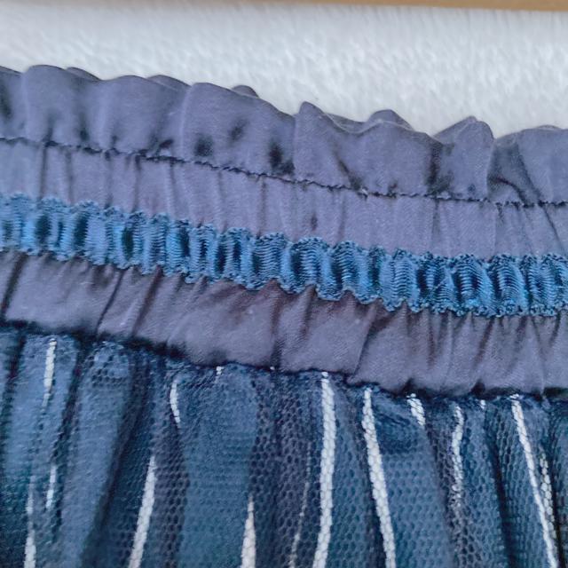 チュールレース ストライプ クラシカル フレア 膝丈 ウエストゴム スカート M N2m < ブランド  チュールレース ストライプ クラシカル フレア 膝丈 ウエストゴム スカート M N2m < ブランドの