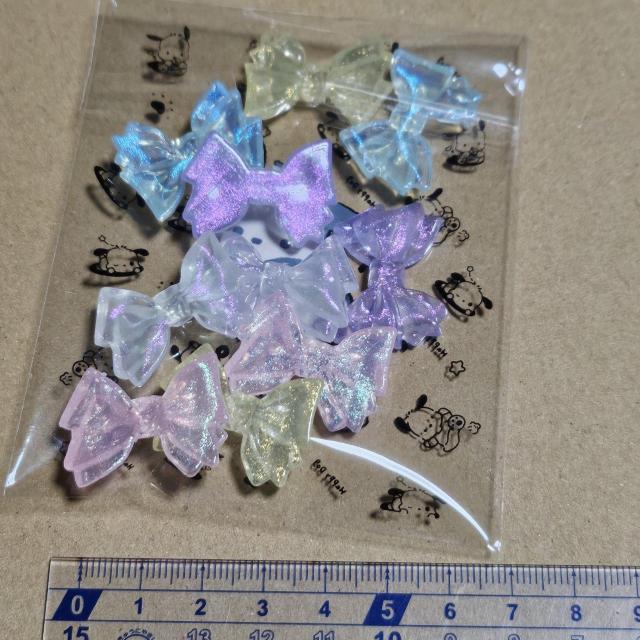 デコパーツ ハンドメイド 【ラメリボン10個セット】 < 香水/コスメ/ネイル  デコパーツ ハンドメイド 【ラメリボン10個セット】 < 香水/コスメ/ネイルの