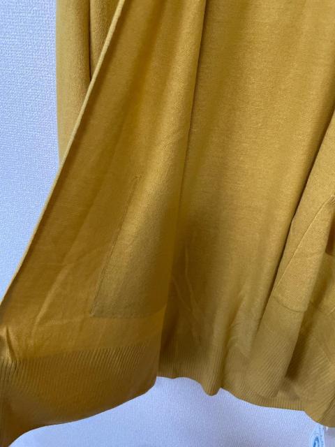 Pierrot マスタードイエロー ニットロングカーディガン ゆったりシルエット ポケット付 < 女性ファッション Pierrot マスタードイエロー ニットロングカーディガン ゆったりシルエット ポケット付 < 女性ファッションの