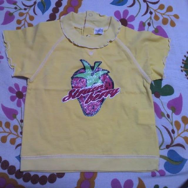 Sugar cornイエロー 苺プリ Tシャツ < キッズ/ベビー Sugar cornイエロー 苺プリ Tシャツ < キッズ/ベビーの