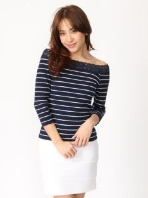 【CECIL McBEE./セシルマクビー】《New》レース切替★ボーダー柄*7分袖カットソー < ブランド 【CECIL McBEE./セシルマクビー】《New》レース切替★ボーダー柄*7分袖カットソー < ブランドの