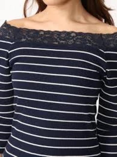 【CECIL McBEE./セシルマクビー】《New》レース切替★ボーダー柄*7分袖カットソー < ブランド 【CECIL McBEE./セシルマクビー】《New》レース切替★ボーダー柄*7分袖カットソー < ブランドの