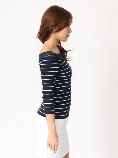 【CECIL McBEE./セシルマクビー】《New》レース切替★ボーダー柄*7分袖カットソー < ブランド 【CECIL McBEE./セシルマクビー】《New》レース切替★ボーダー柄*7分袖カットソー < ブランドの