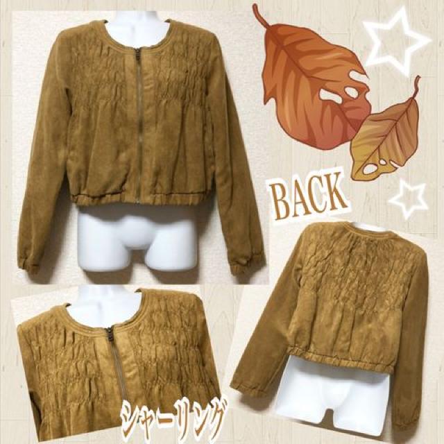 【新品】シャーリングデザインスウェード調ノーカラージャケット < 女性ファッション 【新品】シャーリングデザインスウェード調ノーカラージャケット < 女性ファッションの