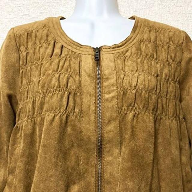 【新品】シャーリングデザインスウェード調ノーカラージャケット < 女性ファッション 【新品】シャーリングデザインスウェード調ノーカラージャケット < 女性ファッションの