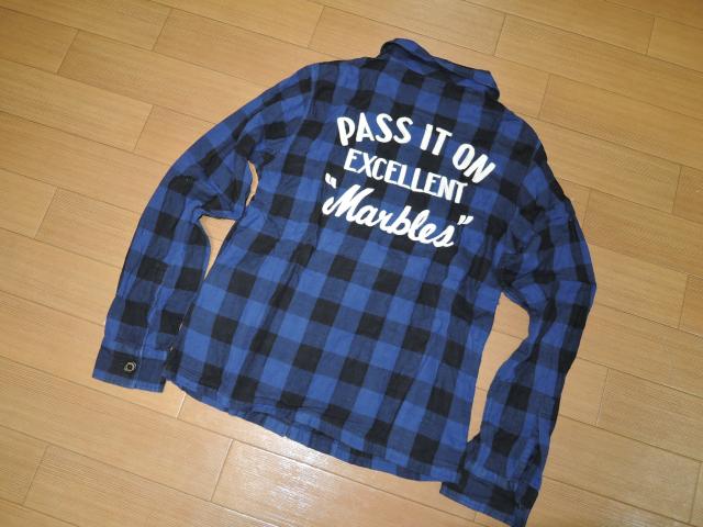 MARBLESマーブルズ背ロゴ チェックシャツS青黒 刺繍ステッチTMT < ブランド  MARBLESマーブルズ背ロゴ チェックシャツS青黒 刺繍ステッチTMT < ブランドの