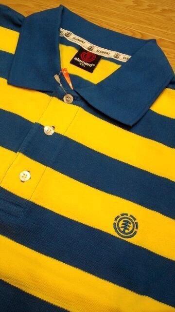 elementカノコボーダーポロシャツ 黄色青 ロゴ刺繍 XXL→3XL位 F < 男性ファッション  elementカノコボーダーポロシャツ 黄色青 ロゴ刺繍 XXL→3XL位 F < 男性ファッションの