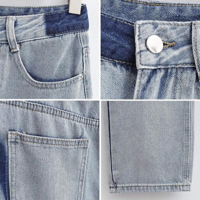 送料無料 新品  配色ストレートデニムパンツ ハイウエスト < 女性ファッション  送料無料 新品  配色ストレートデニムパンツ ハイウエスト < 女性ファッションの