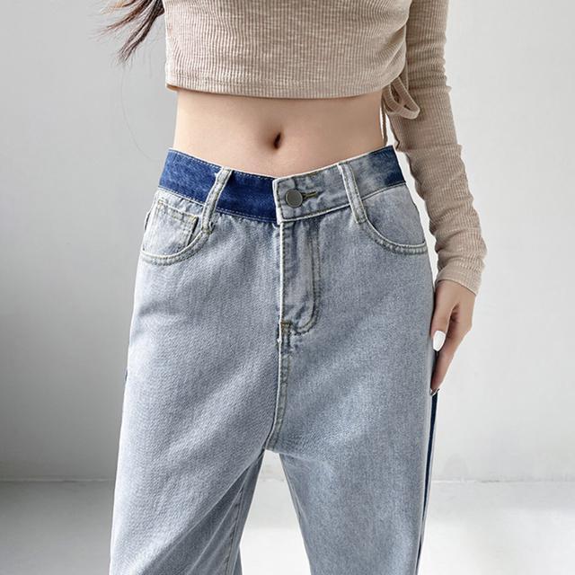 送料無料 新品  配色ストレートデニムパンツ ハイウエスト < 女性ファッション  送料無料 新品  配色ストレートデニムパンツ ハイウエスト < 女性ファッションの