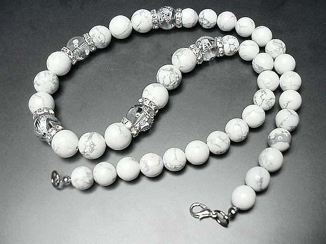 天然石昇龍手彫り銀箔水晶ホワイトターコイズ12ミリネックレス < 男性アクセサリー/時計  天然石昇龍手彫り銀箔水晶ホワイトターコイズ12ミリネックレス < 男性アクセサリー/時計の