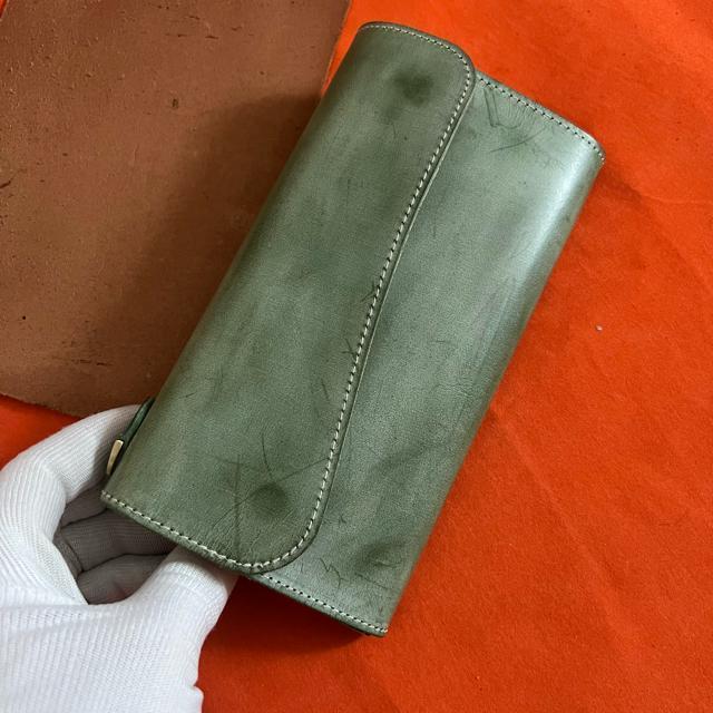 緑 グリーン系 長財布 本革 ブライドルレザー メンズ ヌメ革 ロングウォレット レザー  牛革 < 男性ファッション  緑 グリーン系 長財布 本革 ブライドルレザー メンズ ヌメ革 ロングウォレット レザー  牛革  < 男性ファッションの
