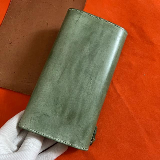 緑 グリーン系 長財布 本革 ブライドルレザー メンズ ヌメ革 ロングウォレット レザー  牛革 < 男性ファッション  緑 グリーン系 長財布 本革 ブライドルレザー メンズ ヌメ革 ロングウォレット レザー  牛革 < 男性ファッションの