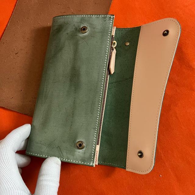 緑 グリーン系 長財布 本革 ブライドルレザー メンズ ヌメ革 ロングウォレット レザー  牛革 < 男性ファッション  緑 グリーン系 長財布 本革 ブライドルレザー メンズ ヌメ革 ロングウォレット レザー  牛革 < 男性ファッションの