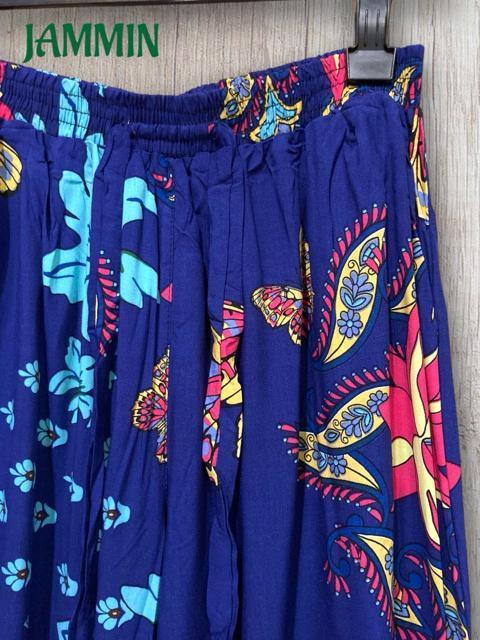 バタフライ柄ゆるめパンツ 青 エスニック アジアン ヒッピー 個性派 < 女性ファッション バタフライ柄ゆるめパンツ 青 エスニック アジアン ヒッピー 個性派 < 女性ファッションの