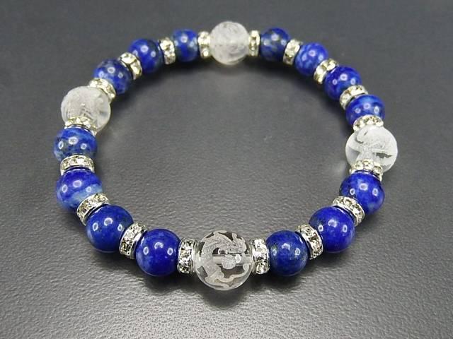 石街 四神 手彫り 本水晶 10mm ラピスラズリ 8mm ブレスレット < 女性アクセサリー/時計  石街 四神 手彫り 本水晶 10mm ラピスラズリ 8mm ブレスレット < 女性アクセサリー/時計の