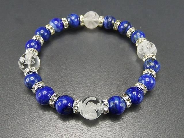 石街 四神 手彫り 本水晶 10mm ラピスラズリ 8mm ブレスレット < 女性アクセサリー/時計  石街 四神 手彫り 本水晶 10mm ラピスラズリ 8mm ブレスレット < 女性アクセサリー/時計の