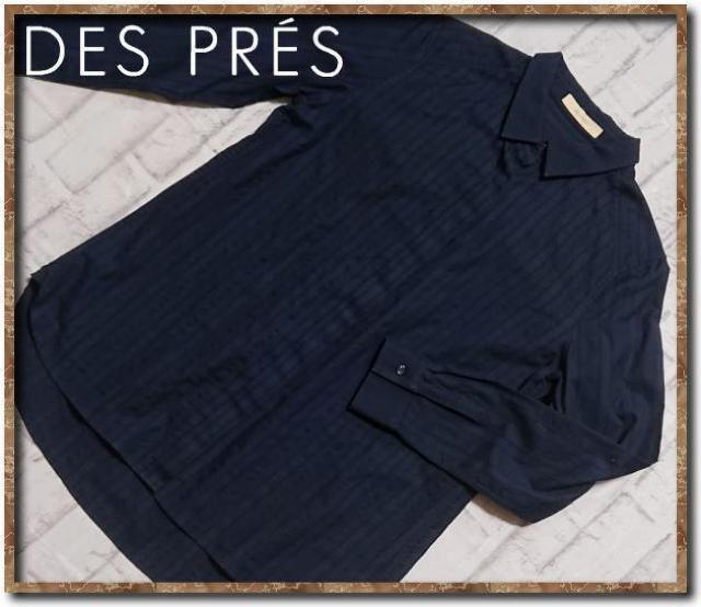 デプレ 比翼ストライプ長袖シャツ 濃紺 < ブランド  デプレ 比翼ストライプ長袖シャツ 濃紺  < ブランドの