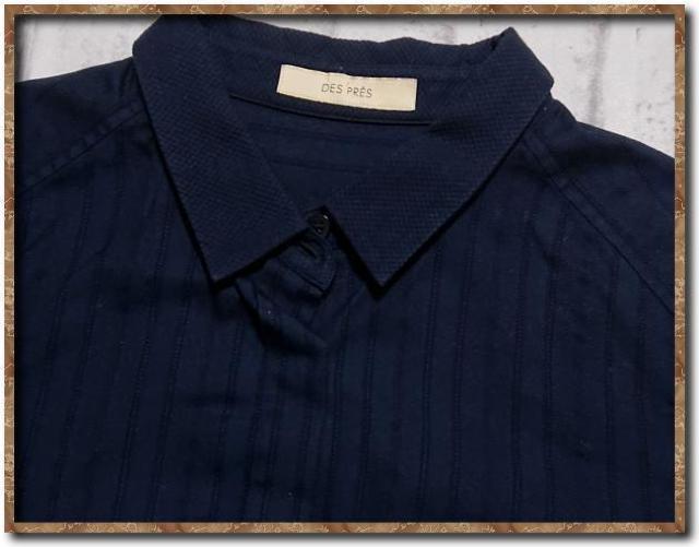 デプレ 比翼ストライプ長袖シャツ 濃紺 < ブランド  デプレ 比翼ストライプ長袖シャツ 濃紺 < ブランドの