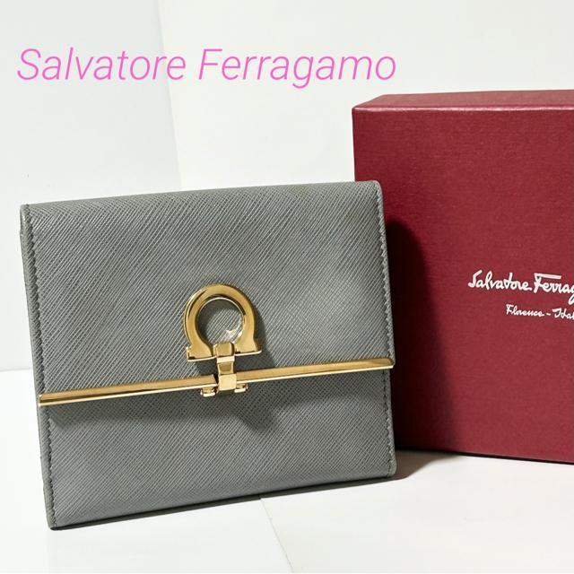 美品 Salvatore Ferragamo フェラガモ ガンチーニ 二つ折り財布 JL22 4639 < ブランド  美品 Salvatore Ferragamo フェラガモ ガンチーニ 二つ折り財布 JL22 4639  < ブランドの