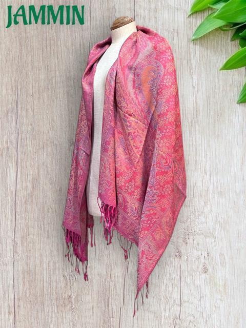 ペーズリー柄ストール ピンク アジアン エスニック ヒッピー サイケ < 女性ファッション ペーズリー柄ストール ピンク アジアン エスニック ヒッピー サイケ < 女性ファッションの