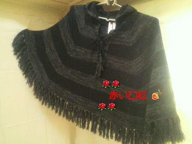 Mサイズ〜*ボーダーニットフード付ポンチョボリューム・フリッジグレー < 女性ファッション  Mサイズ〜*ボーダーニットフード付ポンチョボリューム・フリッジグレー < 女性ファッションの