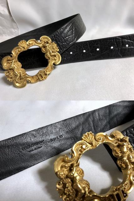 正規美 限定 ドルチェ&ガッバーナ エンジェルゴシック クロコ調レザーベルト 黒×ゴールド 85 ラージLバックル D&G < ブランド  正規美 限定 ドルチェ&ガッバーナ エンジェルゴシック クロコ調レザーベルト 黒×ゴールド 85 ラージLバックル D&G < ブランドの