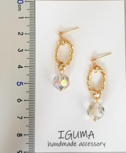 ハンドメイドピアス ゴールド フープ オーロラビーズ < 女性ファッション  ハンドメイドピアス ゴールド フープ オーロラビーズ < 女性ファッションの