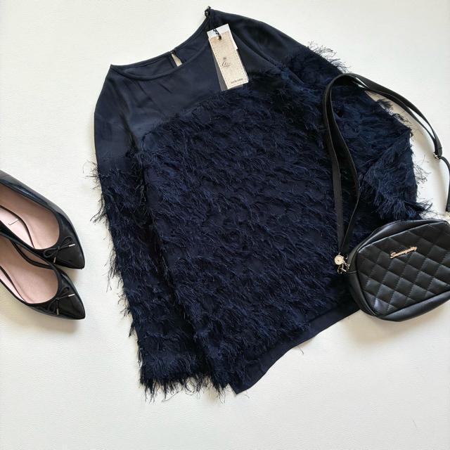 ◆新品◆1.5万◆アイマサイエ◆フリンジ切替ブラウス◆オケージョン◆ネイビー◆M < 女性ファッション ◆新品◆1.5万◆アイマサイエ◆フリンジ切替ブラウス◆オケージョン◆ネイビー◆M < 女性ファッションの