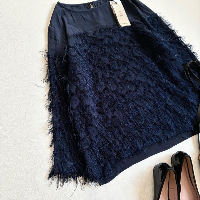 ◆新品◆1.5万◆アイマサイエ◆フリンジ切替ブラウス◆オケージョン◆ネイビー◆M < 女性ファッション ◆新品◆1.5万◆アイマサイエ◆フリンジ切替ブラウス◆オケージョン◆ネイビー◆M < 女性ファッションの
